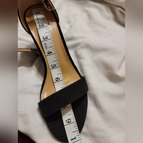 NIB CHUNKY BLOCK HEAL ANKLE STRAP FAUX SUEDE SANDAL SHOE SIZE 8 BLACK - Picture 8 of 12